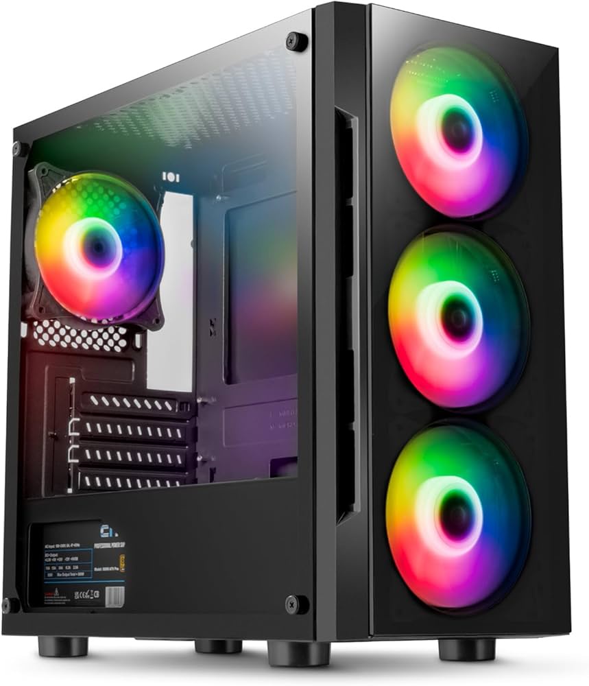Case ATX Cristal Templado — 4 Ventiladores RGB